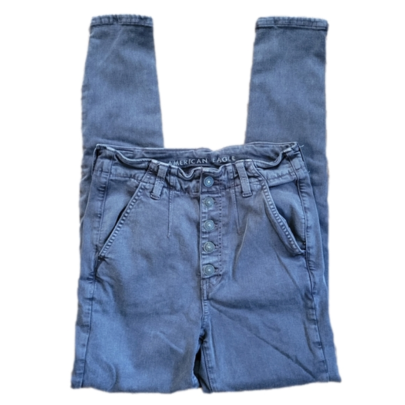 American Eagle Outfitters Denim - American Eagle Black Paperbag Button Fly Skinny High Rise-Size 6